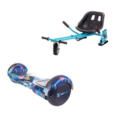 Paket Hoverboard Go-Kart, Smart Balance Regular America Handle, 6.5 Tum, Dual Motors 36V, 700Wat, Bluetooth-hogtalare, LED-ljus