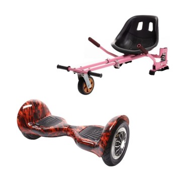 Paket Hoverboard Go-Kart, Smart Balance OffRoad Flame, 10 Tum, Dual Motors 36V, 700Wat, Bluetooth-hogtalare, LED-ljus, Premium 