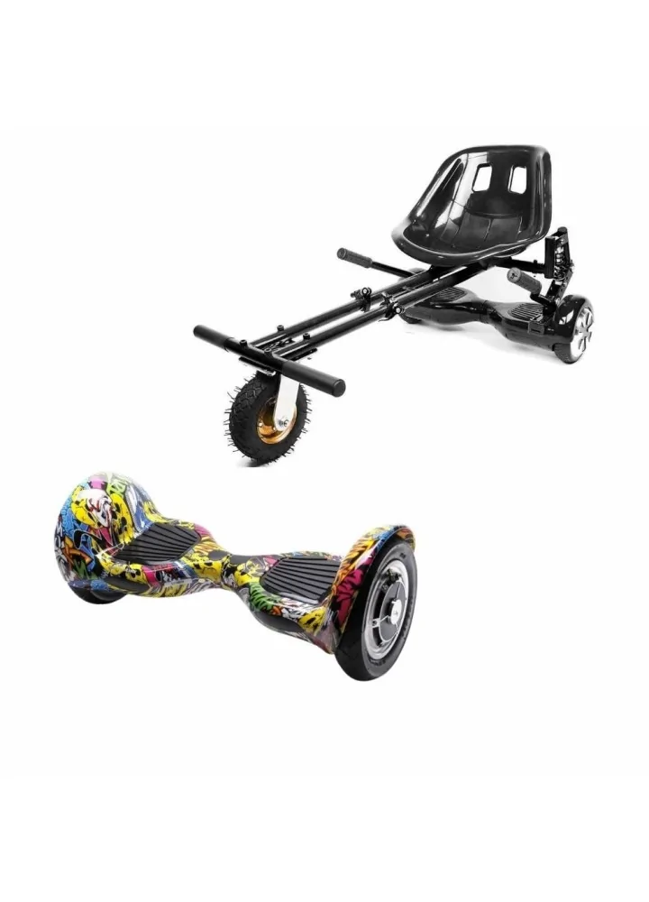 10 inch Hoverboard with Suspensions Hoverkart, Off-Road HipHop, Extended  Range and Black Seat with Double Suspension Set, Smart Balance