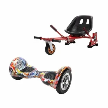 Hoverboard Go-Kart Pack, Smart Balance OffRoad HipHop Orange, 10 Tommer, dubbele motoren 36V, 700 Wat, Bluetooth-luidsprekers,