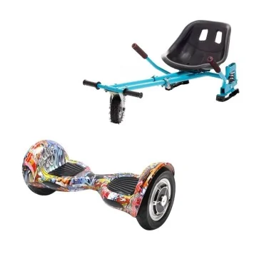 Hoverboard Go-Kart Pack, Smart Balance OffRoad HipHop Orange, 10 Tommer, dubbele motoren 36V, 700 Wat, Bluetooth-luidsprekers, 