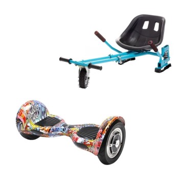 Paquet Go-Kart Hoverboard, Smart Balance OffRoad HipHop Orange, 10 Pouces, Deux Moteurs 36V, 700Watts, Bluetooth, Lumieres LED ,