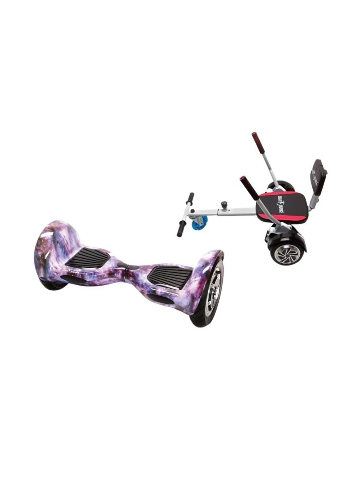 Paket Hoverboard Go-Kart, Smart Balance OffRoad Galaxy, 10 Tum, Dual Motors 36V, 700Wat, Bluetooth-hogtalare, LED-ljus, Premium