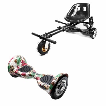 Hoverboard Go-Kart Pack, Smart Balance OffRoad SkullColor, 10 INCH, Dual Motors 36V, 700Wat, Bluetooth Speakers, LED Lights, Pr