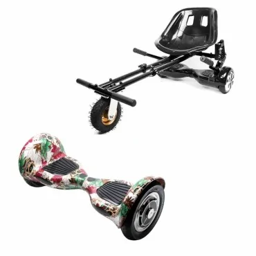 Hoverboard Go-Kart Pack, Smart Balance OffRoad SkullColor, 10 Tommer, dubbele motoren 36V, 700 Wat, Bluetooth-luidsprekers, LED
