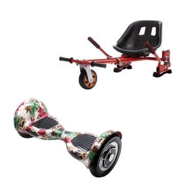 Paket Hoverboard Go-Kart, Smart Balance OffRoad SkullColor, 10 Tum, Dual Motors 36V, 700Wat, Bluetooth-hogtalare, LED-ljus, Pre