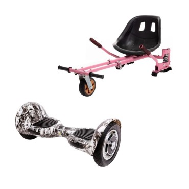 Hoverboard Paket Go-Kart, Smart Balance OffRoad SkullHead, 10 Zoll, Doppelmotoren 36V, 700 Watt, Bluetooth-Lautsprecher, LED-Leu