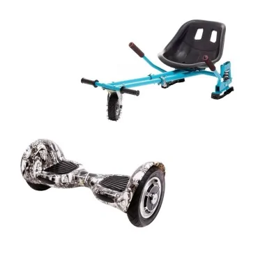 Hoverboard Go-Kart Pack, Smart Balance OffRoad SkullHead, 10 Tommer, dubbele motoren 36V, 700 Wat, Bluetooth-luidsprekers, LED-