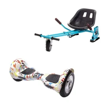 Pacchetto Hoverboard Go-Kart, Smart Balance OffRoad Splash, 10 Pollici, Doppio Motore 36V, 700Wat, Altoparlanti Bluetooth, Luci 