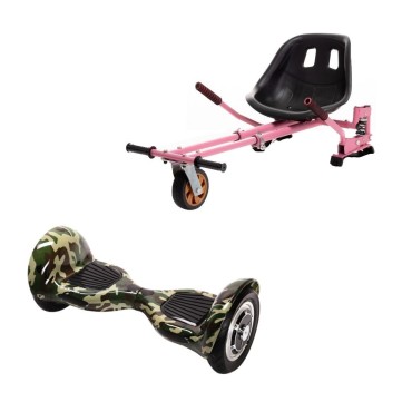 Hoverboard Paket Go-Kart, Smart Balance OffRoad Camouflage, 10 Zoll, Doppelmotoren 36V, 700 Watt, Bluetooth-Lautsprecher, LED-Le