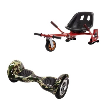 Paquet Go-Kart Hoverboard, Smart Balance OffRoad Camouflage, 10 Pouces, Deux Moteurs 36V, 700Watts, Bluetooth, Lumieres LED , Ho