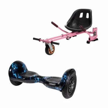 10 inch Hoverboard with Hoverkart, Suspension PRO Seat, Pink, 15 km/h, UL2272 Certified, Bluetooth, Led Lighting, 700W Power, 4Ah Battery, Smart Balance, OffRoad Thunderstorm