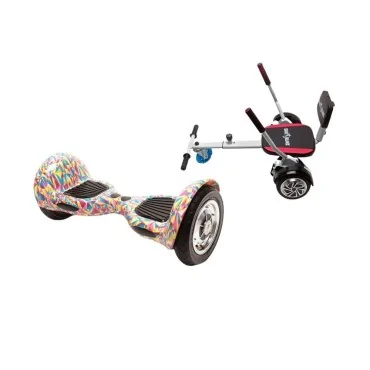 Hoverboard Go-Kart Pack, Smart Balance OffRoad Abstract, 10 Tommer, dubbele motoren 36V, 700 Wat, Bluetooth-luidsprekers, LED-v