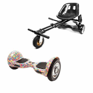 Hoverboard Go-Kart Pack, Smart Balance OffRoad Abstract, 10 INCH, Dual Motors 36V, 700Wat, Bluetooth Speakers, LED Lights, Prem