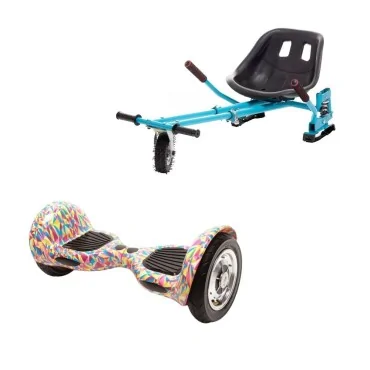 Hoverboard Go-Kart Pack, Smart Balance OffRoad Abstract, 10 INCH, Dual Motors 36V, 700Wat, Bluetooth Speakers, LED Lights, Prem