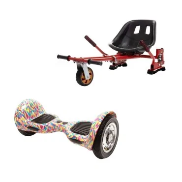 Hoverboard Go-Kart Pack, Smart Balance OffRoad Abstract, 10 Tommer, dubbele motoren 36V, 700 Wat, Bluetooth-luidsprekers, LED-v