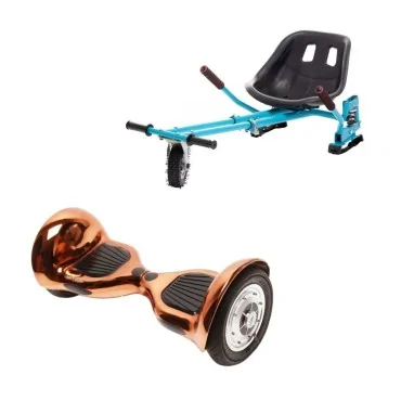 Hoverboard Go-Kart Pack, Smart Balance OffRoad Iron, 10 INCH, Dual Motors 36V, 700Wat, Bluetooth Speakers, LED Lights, Premium 