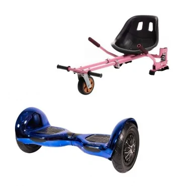 10 inch Hoverboard with Hoverkart, Suspension PRO Seat, Pink, 15 km/h, UL2272 Certified, Bluetooth, Led Lighting, 700W Power, 4Ah Battery, Smart Balance, OffRoad ElectroBlue