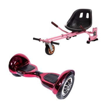 Hoverboard Go-Kart Pack, Smart Balance OffRoad ElectroRed, 10 INCH, Dual Motors 36V, 700Wat, Bluetooth Speakers, LED Lights, Pr
