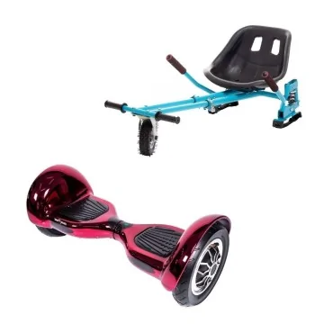 Hoverboard Go-Kart Pack, Smart Balance OffRoad ElectroRed, 10 Tommer, dubbele motoren 36V, 700 Wat, Bluetooth-luidsprekers, LED