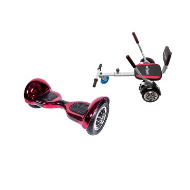 Paquet Go-Kart Hoverboard, Smart Balance OffRoad ElectroPink, 10 Pouces, Deux Moteurs 36V, 700Watts, Bluetooth, Lumieres LED , H