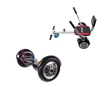 Paquet Go-Kart Hoverboard, Smart Balance OffRoad Thunderstorm 7, 10 Pouces, Deux Moteurs 36V, 700Watts, Bluetooth, Lumieres LED