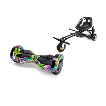 6.5 inch Hoverboard with Hoverkart, Suspension PRO Seat, Black, 15 km/h, UL2272 Certified, Bluetooth, Led Lighting, 700W Power, 4Ah Battery, Smart Balance, Transformers Multicolor