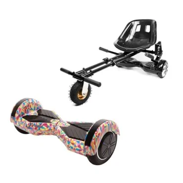 6.5 inch Hoverboard with Suspensions Hoverkart, Transformers Abstract, Extended Range and Black Seat with Double Suspension Set, Smart Balance