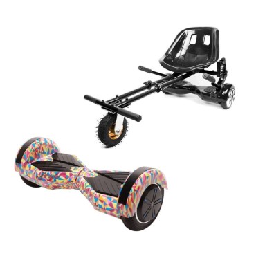 Paket Hoverboard Go-Kart, Smart Balance Transformers Abstract, 8 Tum, Dual Motors 36V, 700Wat, Bluetooth-hogtalare, LED-ljus, P
