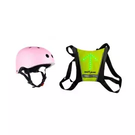 Safety Pack, Smart Balance, Reflective signaling vest with left-right signaling system, remote control, Protective helmet, Pink