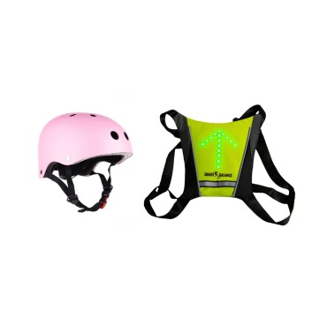Safety Pack, Smart Balance, Reflective signaling vest with left-right signaling system, remote control, Protective helmet, Pink