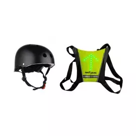 Safety Pack, Smart Balance, Gilet di segnalazione rifrangente con sistema di segnalazione sinistra-destra, telecomando, Casco pr