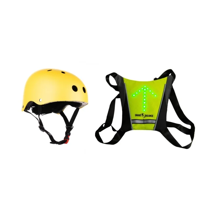 Safety Pack, Smart Balance, Gilet di segnalazione rifrangente con sistema di segnalazione sinistra-destra, telecomando, Casco pr