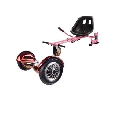 10 inch Hoverboard with Hoverkart, Suspension PRO Seat, Pink, 15 km/h, UL2272 Certified, Bluetooth, Led Lighting, 700W Power, 4Ah Battery, Smart Balance, OffRoad Sunset