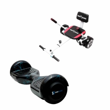 Paquet Go-Kart Hoverboard, Smart Balance Regular Thunderstorm Blue, 6.5 Pouces, Deux Moteurs 36V, 700Watts, Bluetooth, Lumieres 