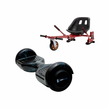 Hoverboard Go-Kart Pack, Smart Balance Regular Thunderstorm Blue, 6.5 INCH, Dual Motors 36V, 700Wat, Bluetooth Speakers, LED Li