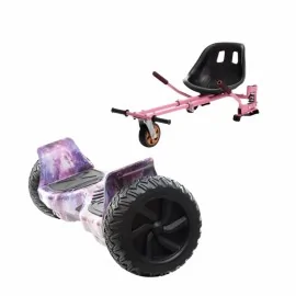 8.5 inch Hoverboard with Hoverkart, Suspension PRO Seat, Pink, All-Terrain, 15 km/h, UL2272 Certified, Bluetooth, Led Lighting, 700W Power, 4Ah Battery, Smart Balance, Hummer Galaxy