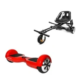 Paket Hoverboard Go-Kart, Smart Balance Regular Red PowerBoard, 6.5 Tum, Dual Motors 36V, 700Wat, Bluetooth-hogtalare, LED-lju