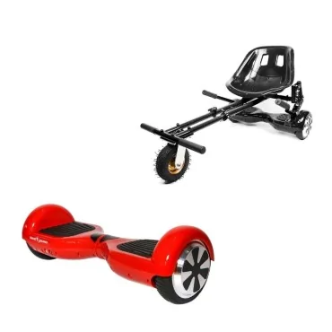 Paket Hoverboard Go Kart med Stötdämpare, 6.5 tums, Regular Red PowerBoard, Lång Räckvidd och Svart Hoverkart med Stötdämpare, Smart Balance