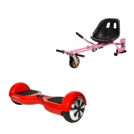 6.5 inch Hoverboard with Hoverkart, Suspension PRO Seat, Pink, 15 km/h, UL2272 Certified, Bluetooth, Led Lighting, 700W Power, 4Ah Battery, Smart Balance, Regular Red PowerBoard