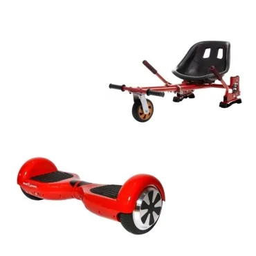 Hoverboard Go-Kart Pack, Smart Balance Regular Red PowerBoard, 6.5 Tommer, dubbele motoren 36V, 700 Wat, Bluetooth-luidsprekers