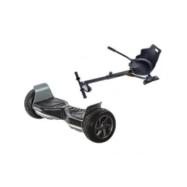 Hoverboard Go-Kart Pack, Smart Balance Hummer Black, 8.5 INCH, Dual Motors 36V, 700Wat, Bluetooth Speakers, LED Lights, Premiu