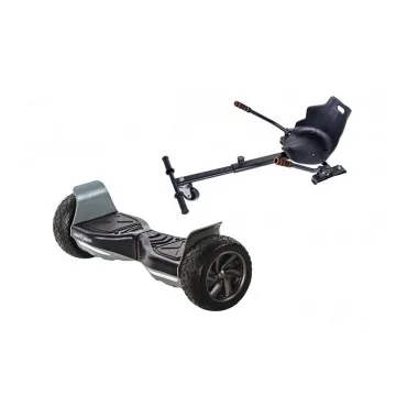 8.5 Zoll Hoverboard mit Standard Sitz, Hummer Black, Maximale Reichweite und Schwarz Hoverboard Sitz, Smart Balance
