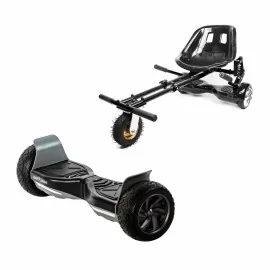8.5 inch Hoverboard with Hoverkart, Suspension PRO Seat, Black, All-Terrain, 15 km/h, UL2272 Certified, Bluetooth, Led Lighting, 700W Power, 4Ah Battery, Smart Balance, Hummer Black