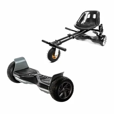 8.5 inch Hoverboard with Suspensions Hoverkart, Hummer Black, Extended Range and Black Seat with Double Suspension Set, Smart Balance