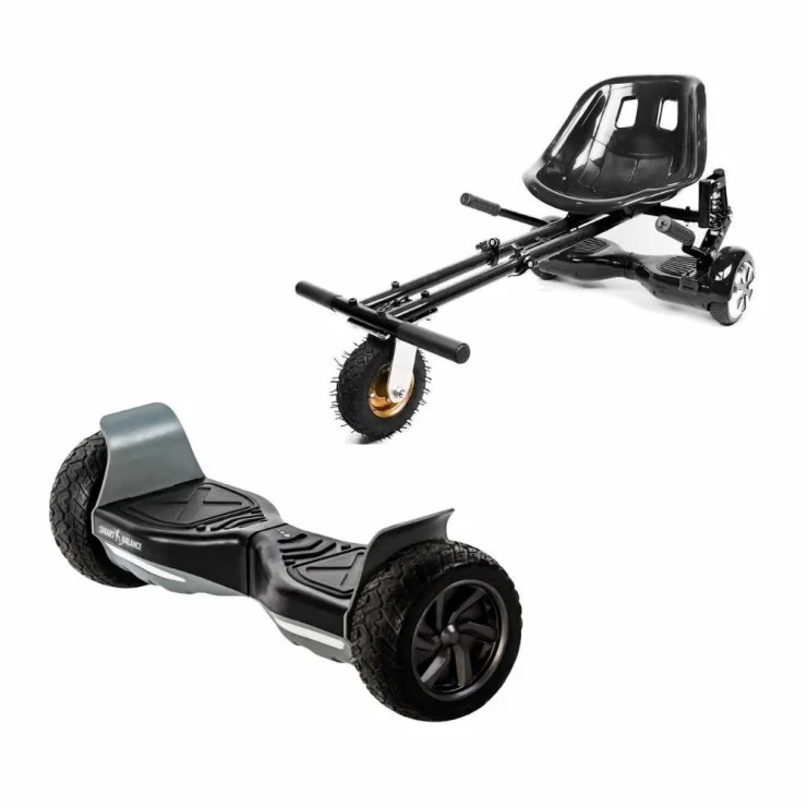 Hoverboard 8.5 Pouces et Hoverkart avec Amortisseurs, Hummer Black, Grande Autonomie et Hoverkart Noir avec Amortisseurs, Smart Balance