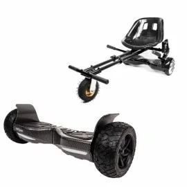 8.5 inch Hoverboard with Hoverkart, Suspension PRO Seat, Black, All-Terrain, 15 km/h, UL2272 Certified, Bluetooth, Led Lighting, 700W Power, 4Ah Battery, Smart Balance, Hummer Carbon