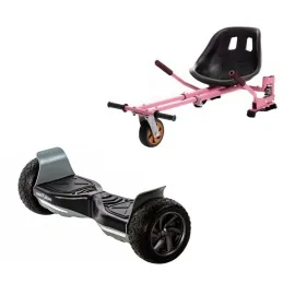Hoverboard Go-Kart Pack, Smart Balance Hummer Black, 8.5 INCH, Dual Motors 36V, 700Wat, Bluetooth Speakers, LED Lights, Premiu