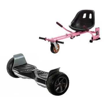 8.5 inch Hoverboard with Hoverkart, Suspension PRO Seat, Pink, All-Terrain, 15 km/h, UL2272 Certified, Bluetooth, Led Lighting, 700W Power, 4Ah Battery, Smart Balance, Hummer Black