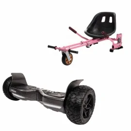 Paket Hoverboard Go-Kart, Smart Balance Hummer Carbon, 8.5 Tum, Dual Motors 36V, 700Wat, Bluetooth-hogtalare, LED-ljus, Premium